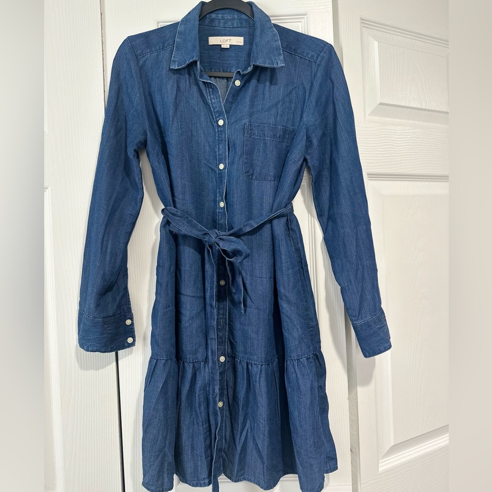 LOFT Women's Blue Denim Dress